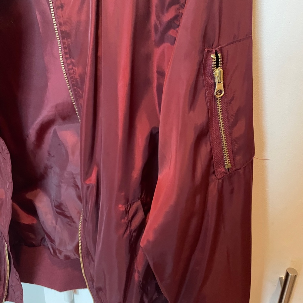 Maroon Bomber Jacket Size Large - image 2